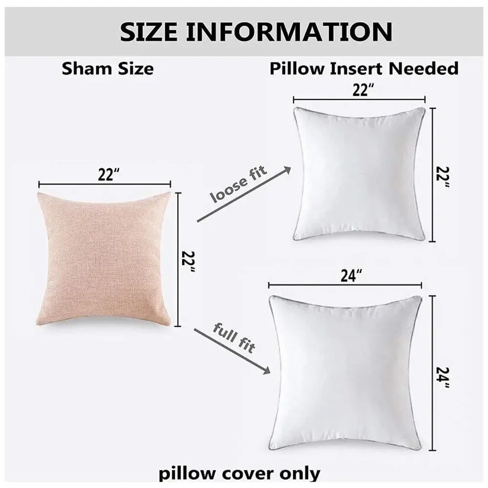 4 Pcs Deconovo 22” Light Gray Linen Blend Pillow Covers Square